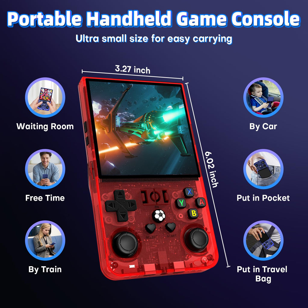 R36 Max Retro Gaming Console, Retro Handheld Console 4.0'' Screen Linux System, 64G TF Card, 4000mAh Rechargeable Portable Pocket Arcade