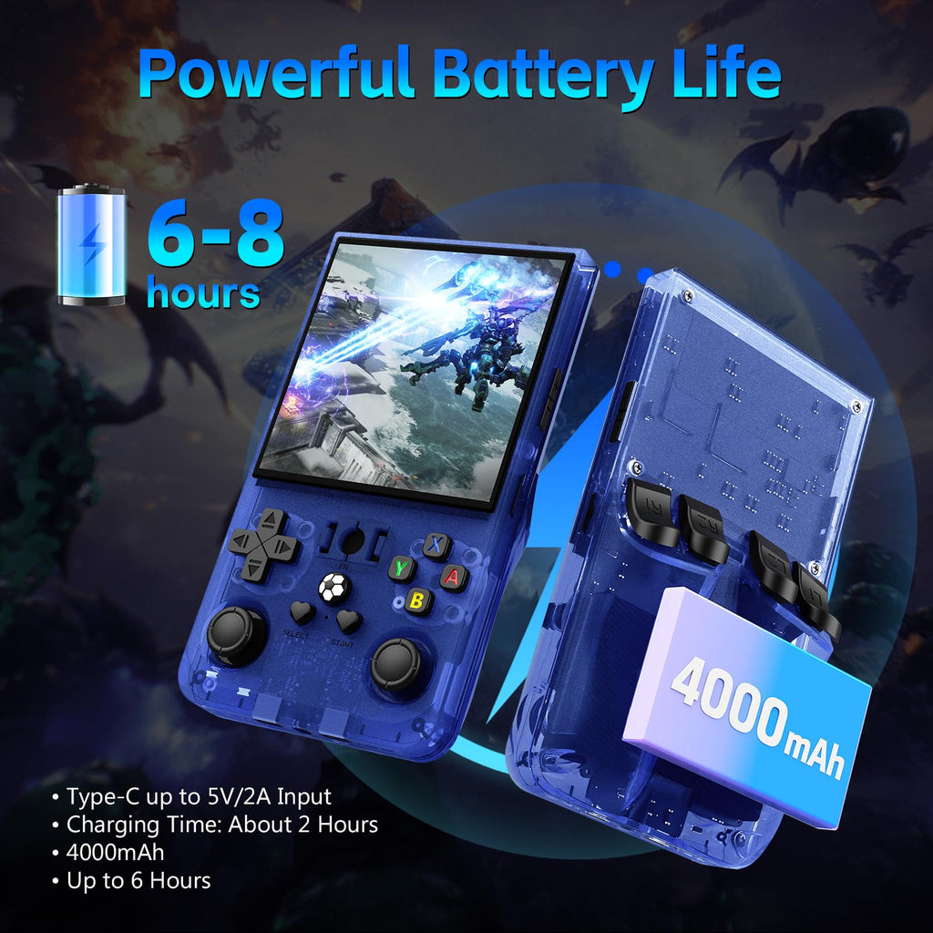 R36 Max Retro Gaming Console, Retro Handheld Console 4.0'' Screen Linux System, 64G TF Card, 4000mAh Rechargeable Portable Pocket Arcade
