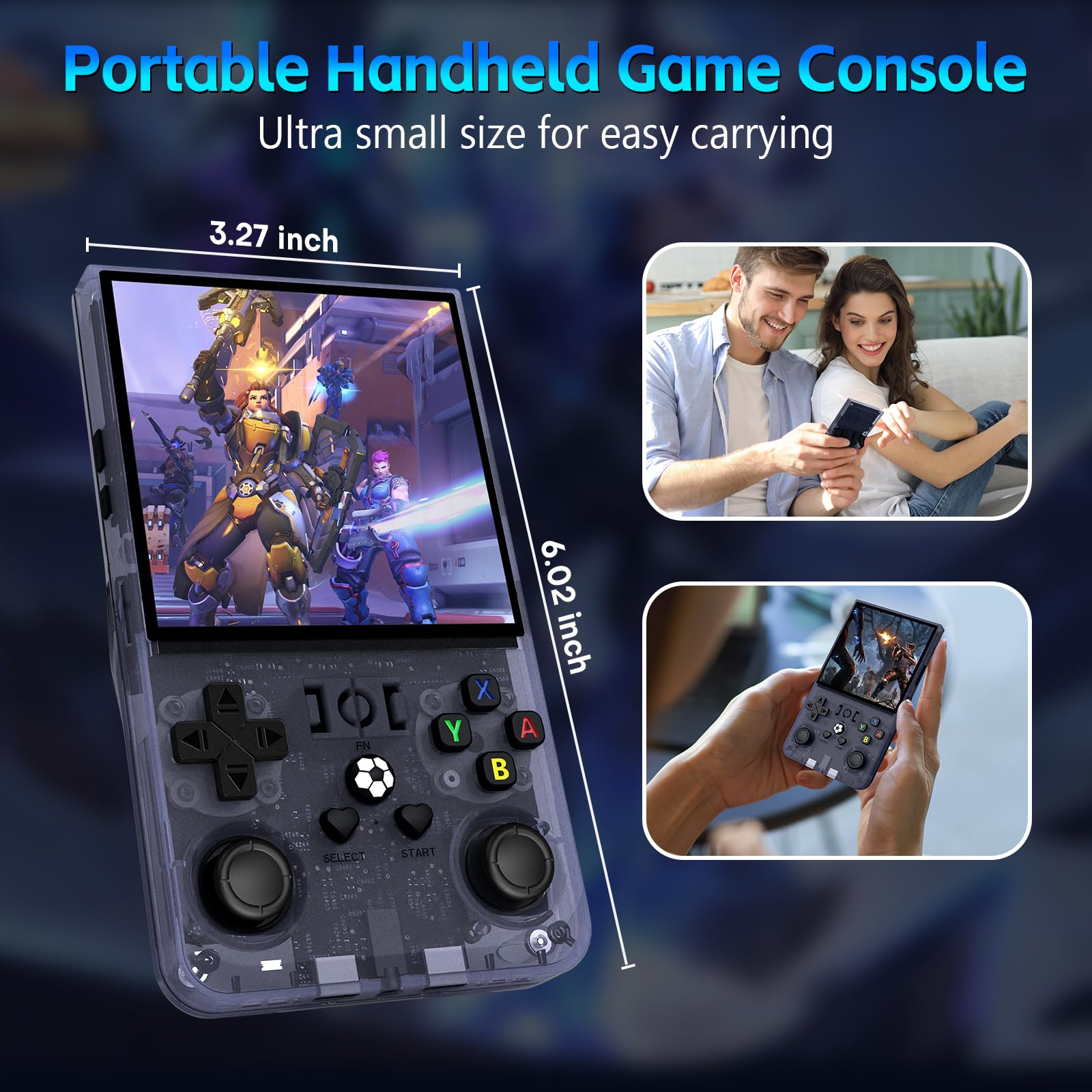R36 Max Retro Gaming Console, Retro Handheld Console 4.0'' Screen Linux System, 64G TF Card, 4000mAh Rechargeable Portable Pocket Arcade