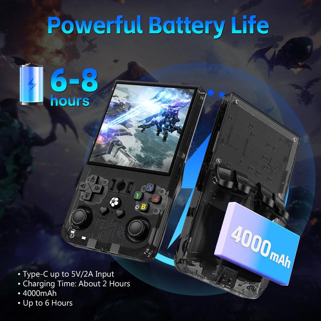 R36 Max Retro Gaming Console, Retro Handheld Console 4.0'' Screen Linux System, 64G TF Card, 4000mAh Rechargeable Portable Pocket Arcade
