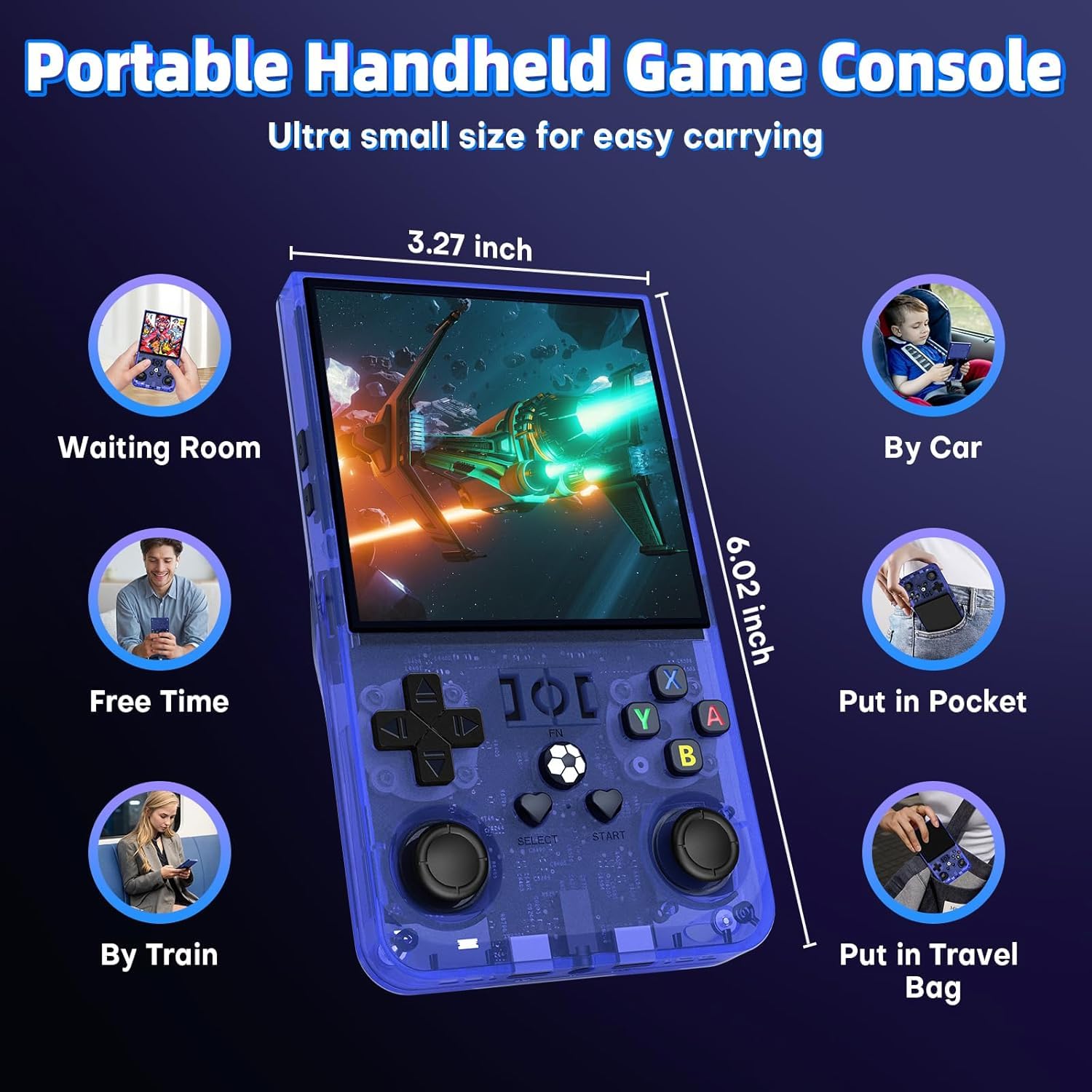 R36 Max Retro Gaming Console, Retro Handheld Console 4.0'' Screen Linux System, 64G TF Card, 4000mAh Rechargeable Portable Pocket Arcade