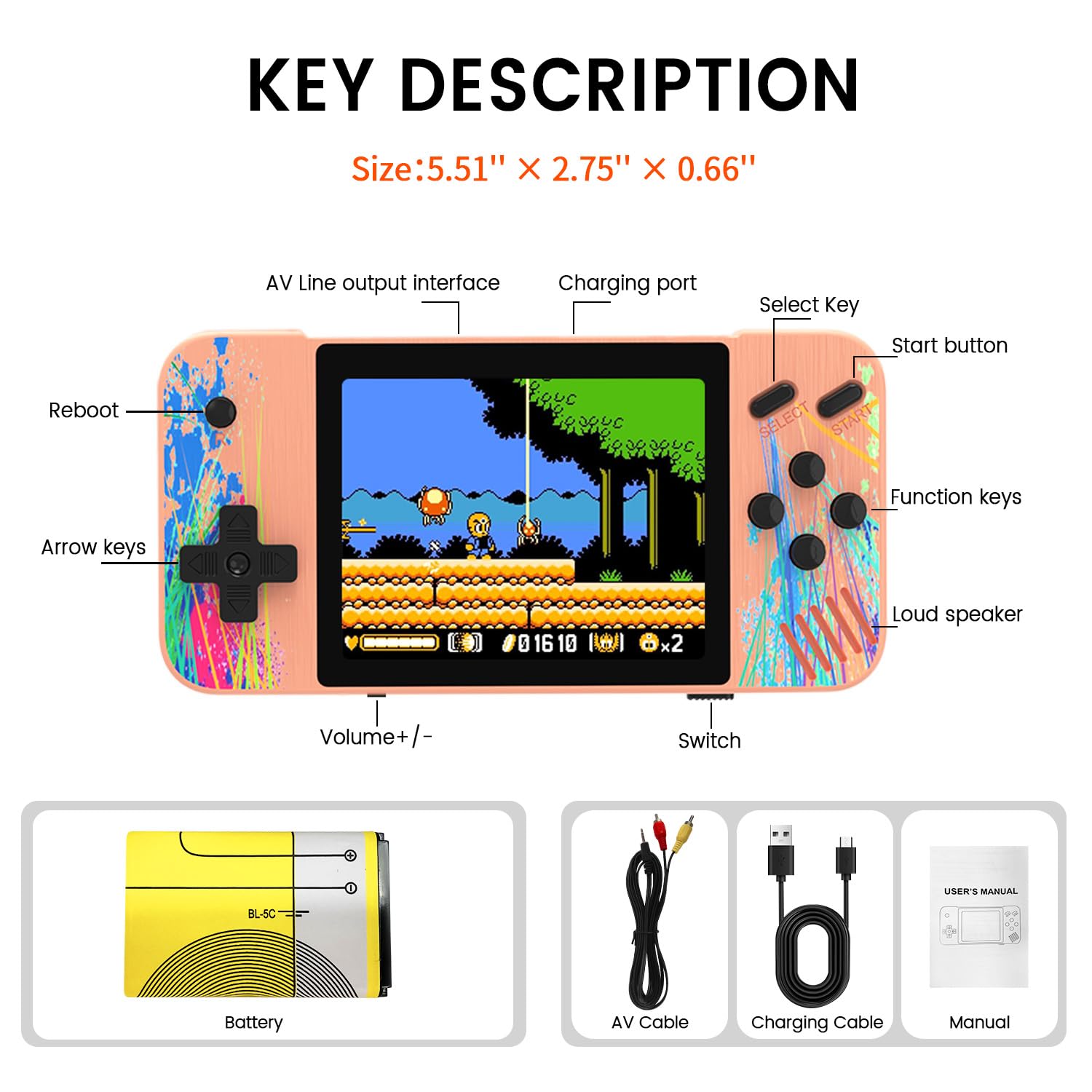 3.5" HD Screen Handheld Game -Preloaded 800 Retro Video Games, 2025 New Portable Gaming Player for Birthday Home Travel Xmas Gift (Blue)