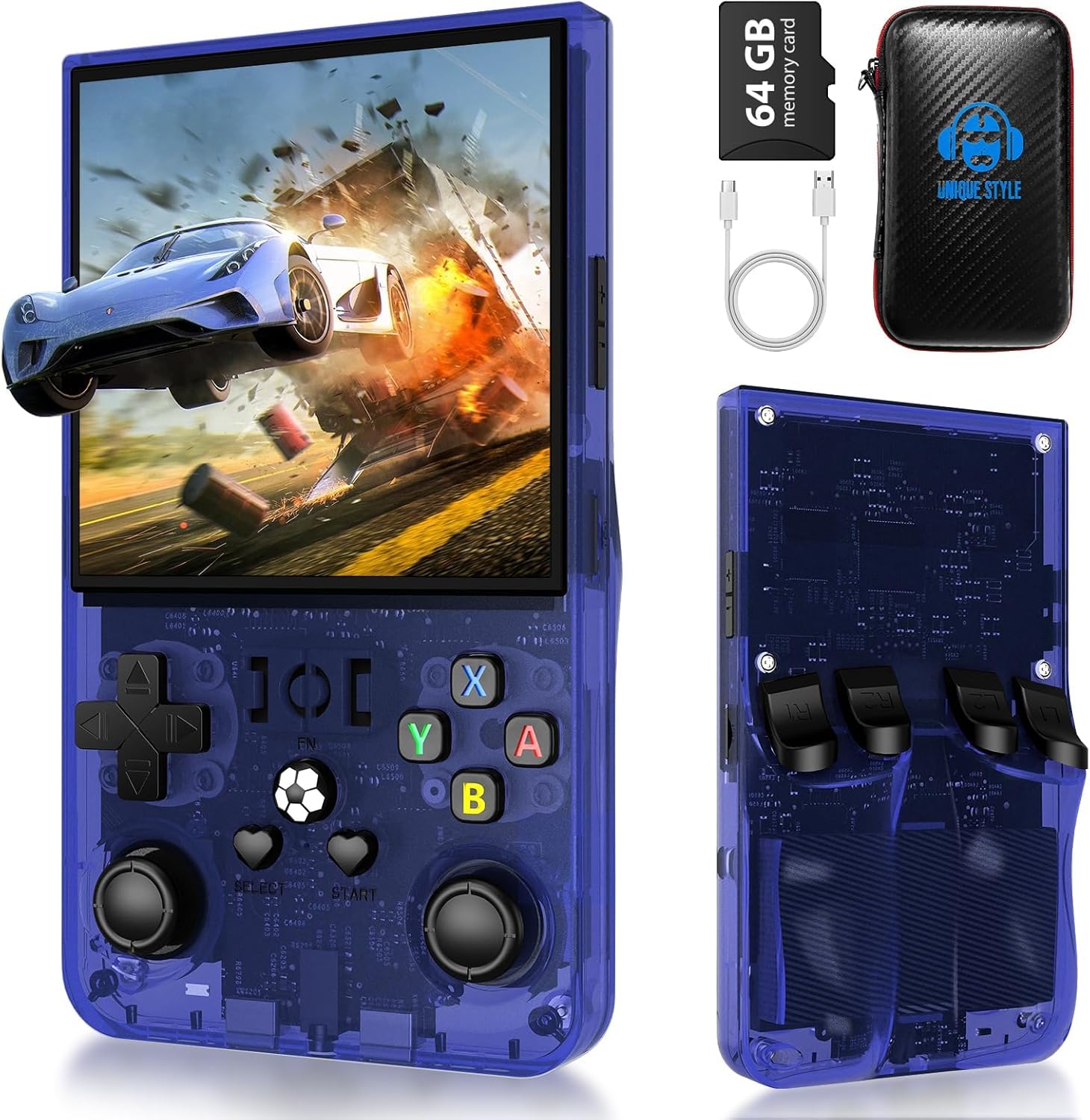 R36 Max Retro Gaming Console, Retro Handheld Console 4.0'' Screen Linux System, 64G TF Card, 4000mAh Rechargeable Portable Pocket Arcade
