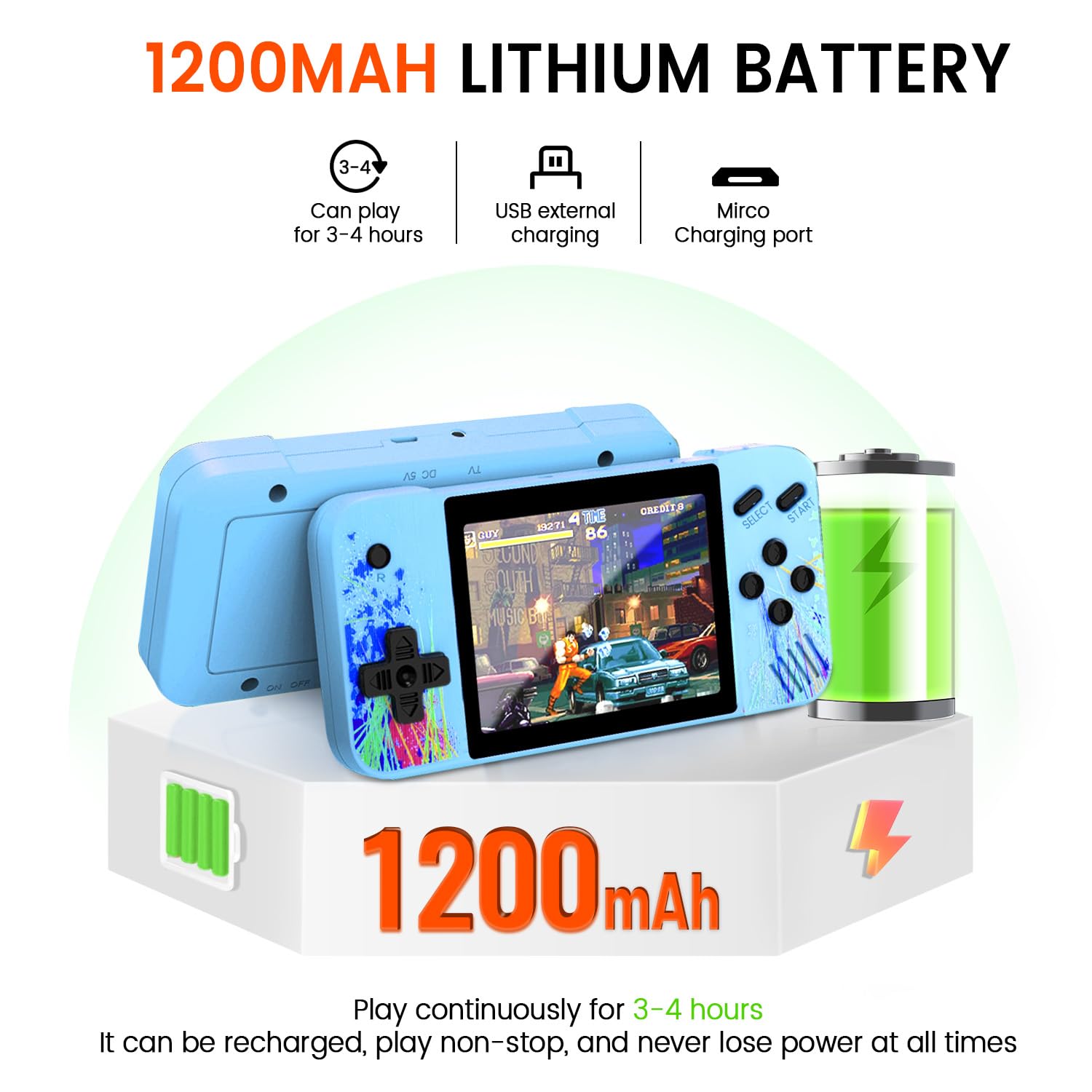 3.5" HD Screen Handheld Game -Preloaded 800 Retro Video Games, 2025 New Portable Gaming Player for Birthday Home Travel Xmas Gift (Blue)