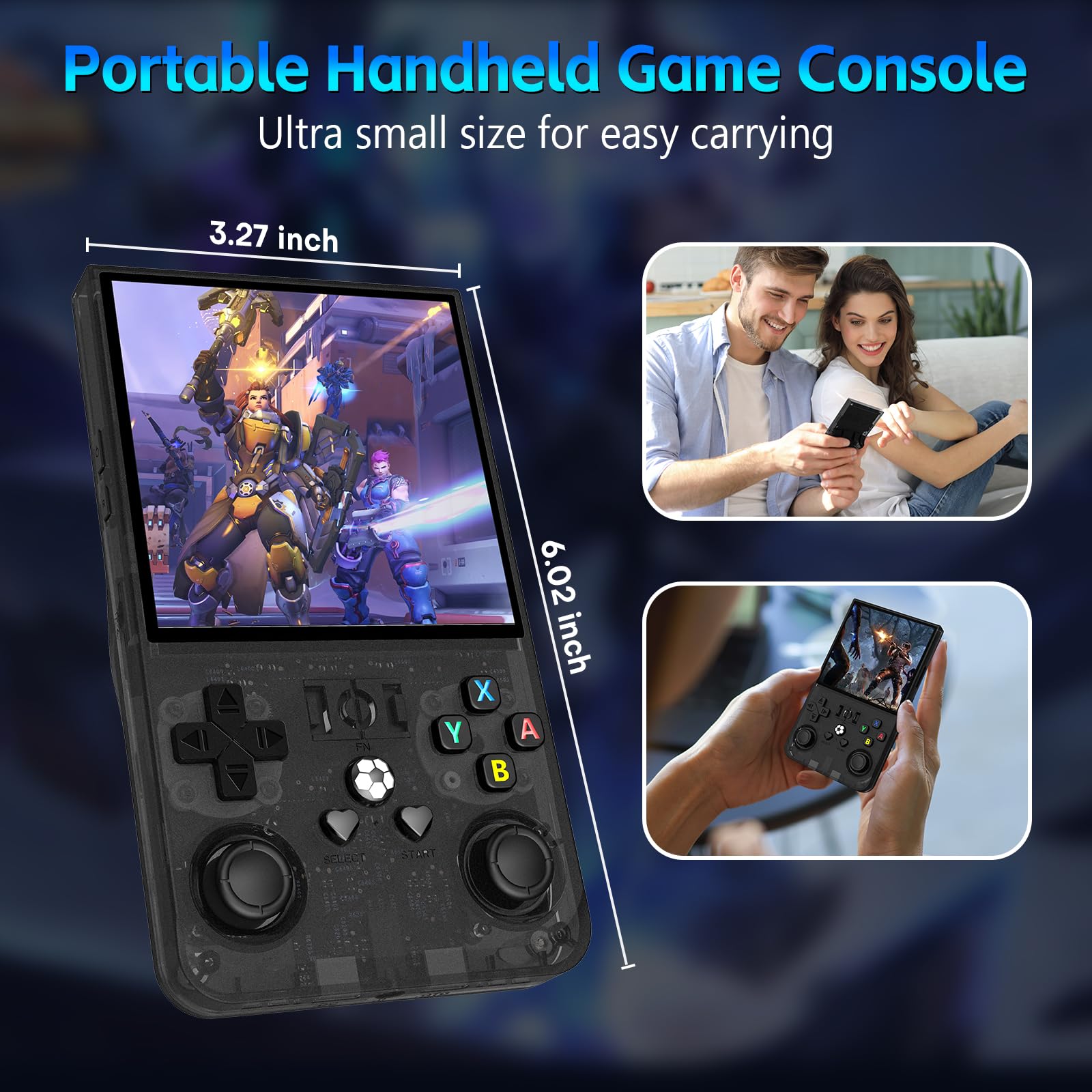 R36 Max Retro Gaming Console, Retro Handheld Console 4.0'' Screen Linux System, 64G TF Card, 4000mAh Rechargeable Portable Pocket Arcade