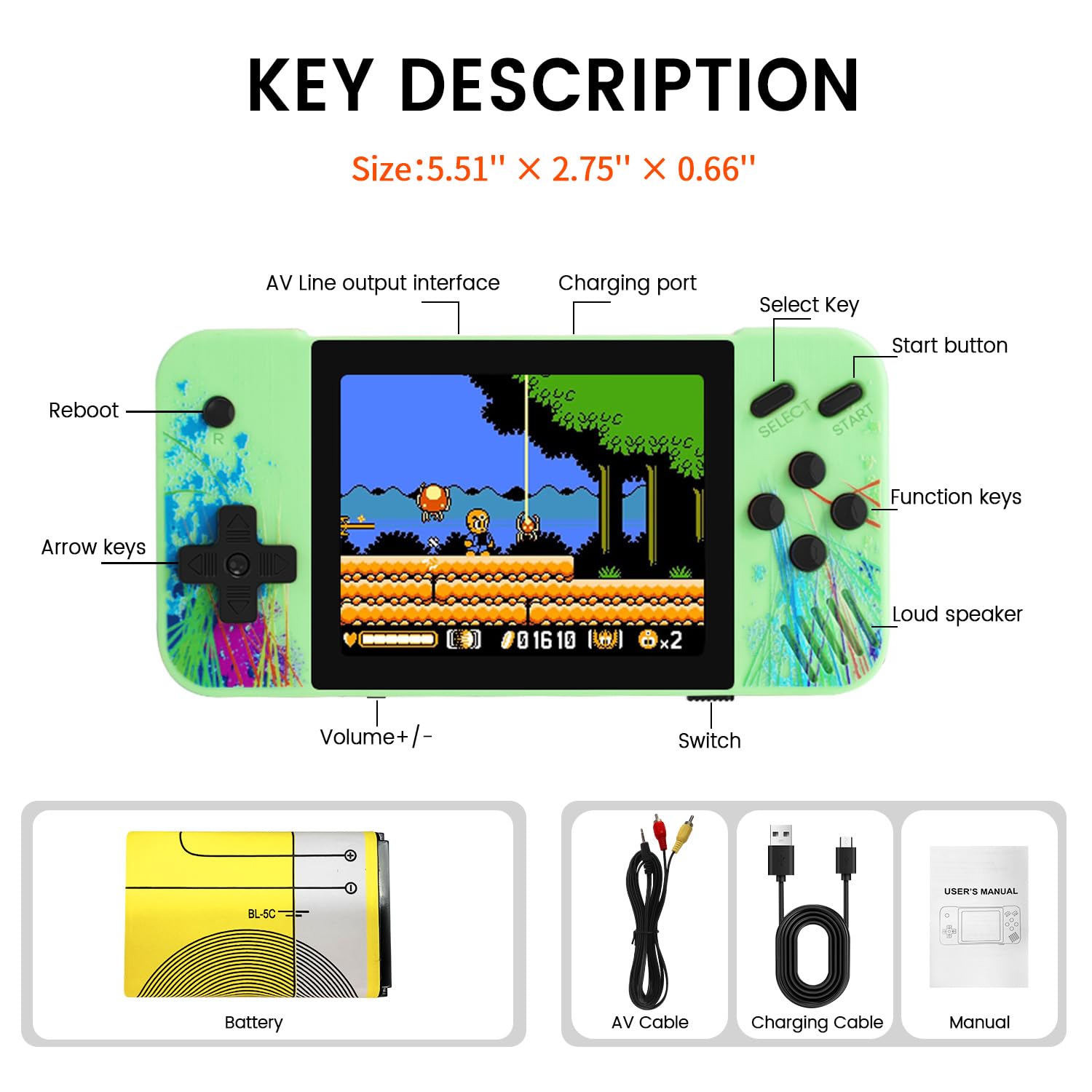 3.5" HD Screen Handheld Game -Preloaded 800 Retro Video Games, 2025 New Portable Gaming Player for Birthday Home Travel Xmas Gift (Blue)