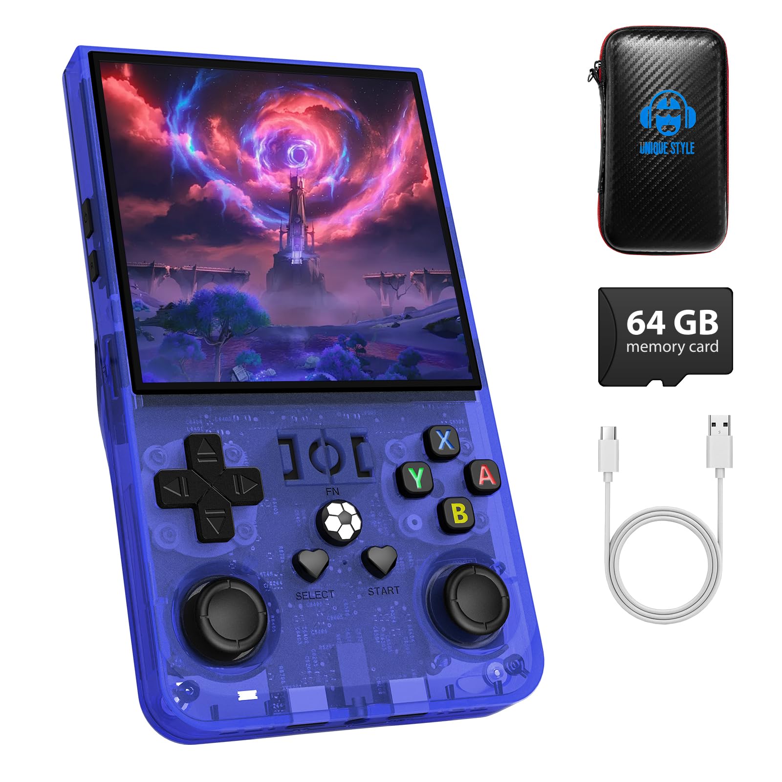 R36 Max Retro Gaming Console, Retro Handheld Console 4.0'' Screen Linux System, 64G TF Card, 4000mAh Rechargeable Portable Pocket Arcade