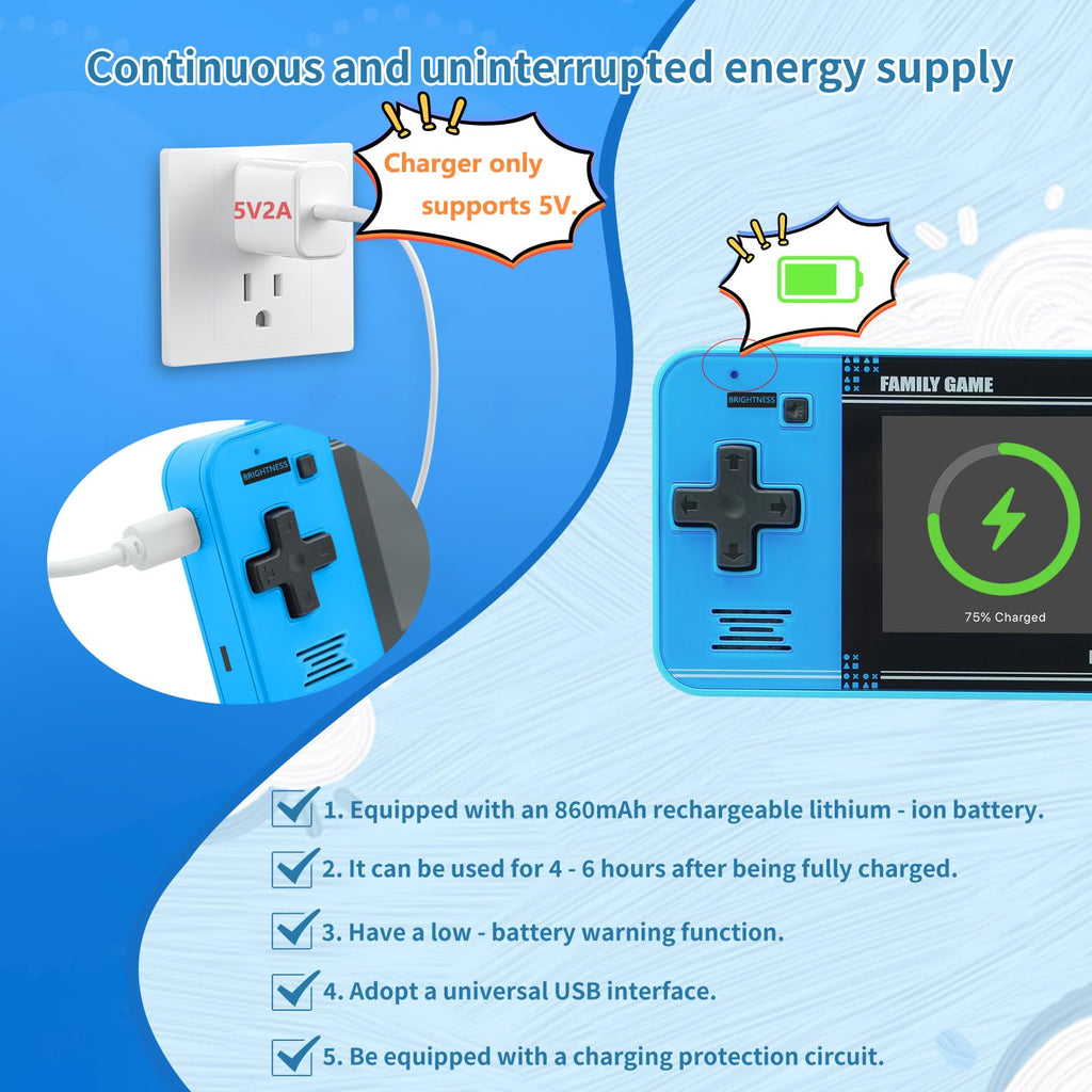 Portable Gaming Player with Rechargeable Battery 3.0" LCD Screen, Mini Arcade Electronic
