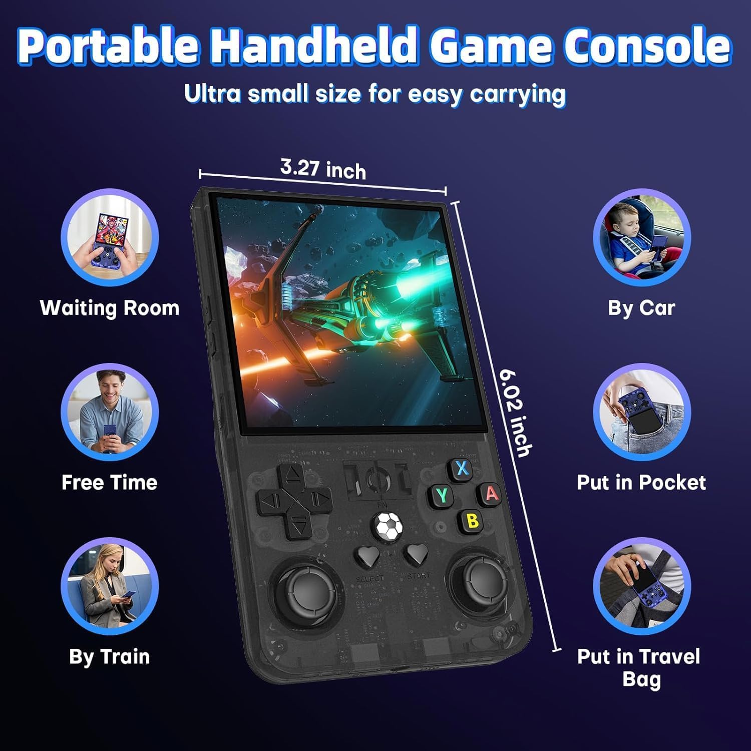 R36 Max Retro Gaming Console, Retro Handheld Console 4.0'' Screen Linux System, 64G TF Card, 4000mAh Rechargeable Portable Pocket Arcade