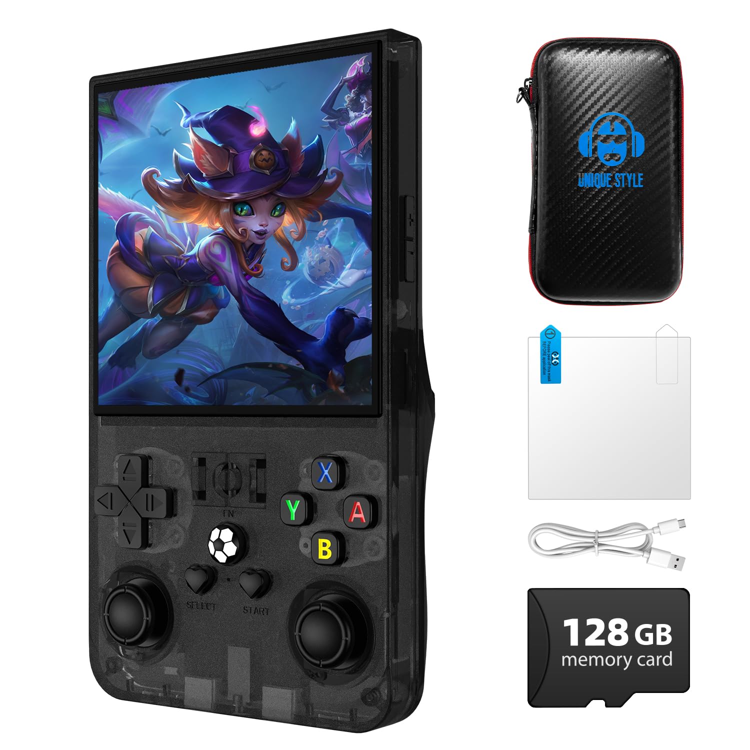 R36 Max Retro Gaming Console, Retro Handheld Console 4.0'' Screen Linux System, 64G TF Card, 4000mAh Rechargeable Portable Pocket Arcade