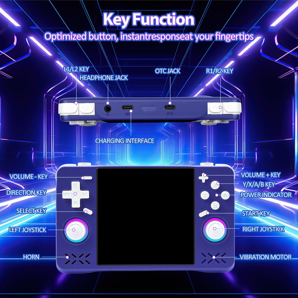 Upgraded XF40H Handheld Game Console, Retro Gaming Console Preloaded Classic Games with Multiple Emulators, 4.0 Inch 4K HD IPS Screen Open Source Linux System, Pocket Video Gaming (Black-128G)