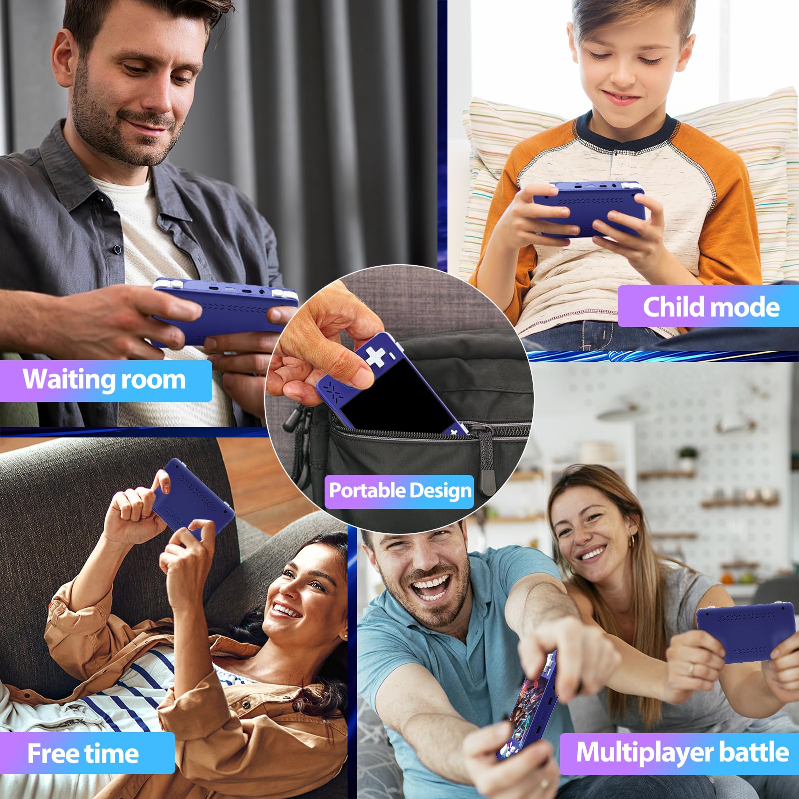 Upgraded XF40H Handheld Game Console, Retro Gaming Console Preloaded Classic Games with Multiple Emulators, 4.0 Inch 4K HD IPS Screen Open Source Linux System, Pocket Video Gaming (Black-128G)