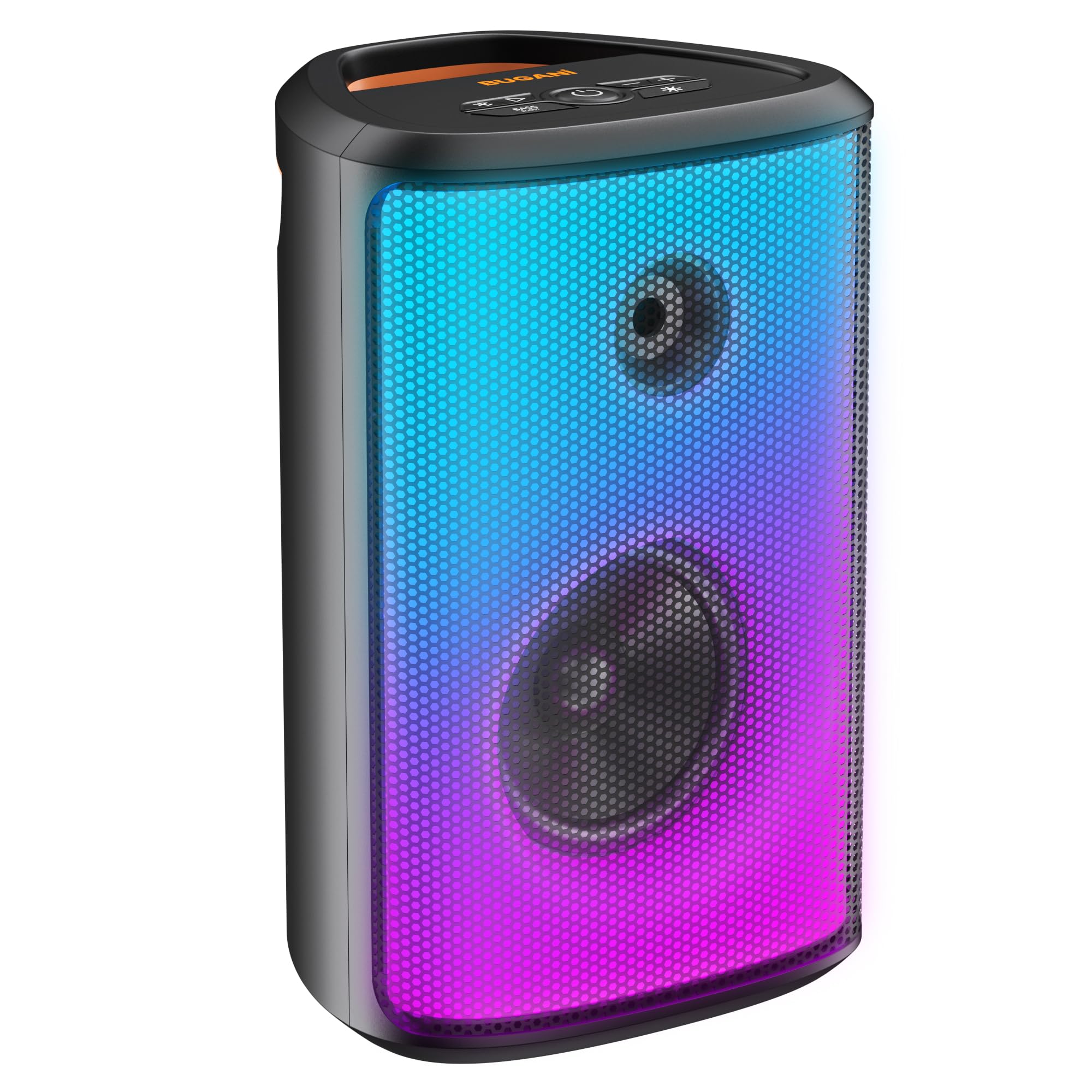 BUGANI Loud Bluetooth Speaker, 80W Portable Wireless Speakers with Punchy Bass and Loud Sound, LED Lights, 15H Playtime, IPX6 Waterproof, Support AUX/TF Card/USB, Big Party Speaker for Outdoor