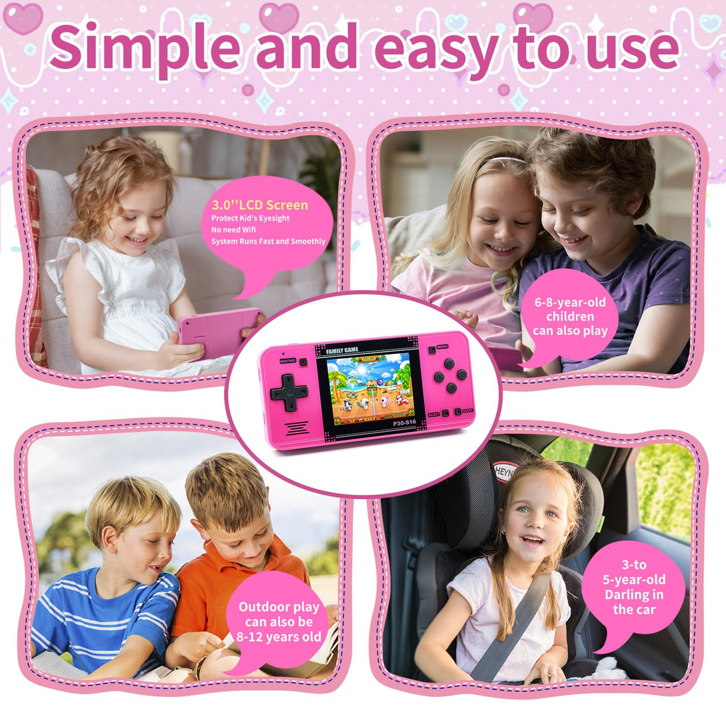Portable Gaming Player with Rechargeable Battery 3.0" LCD Screen, Mini Arcade Electronic