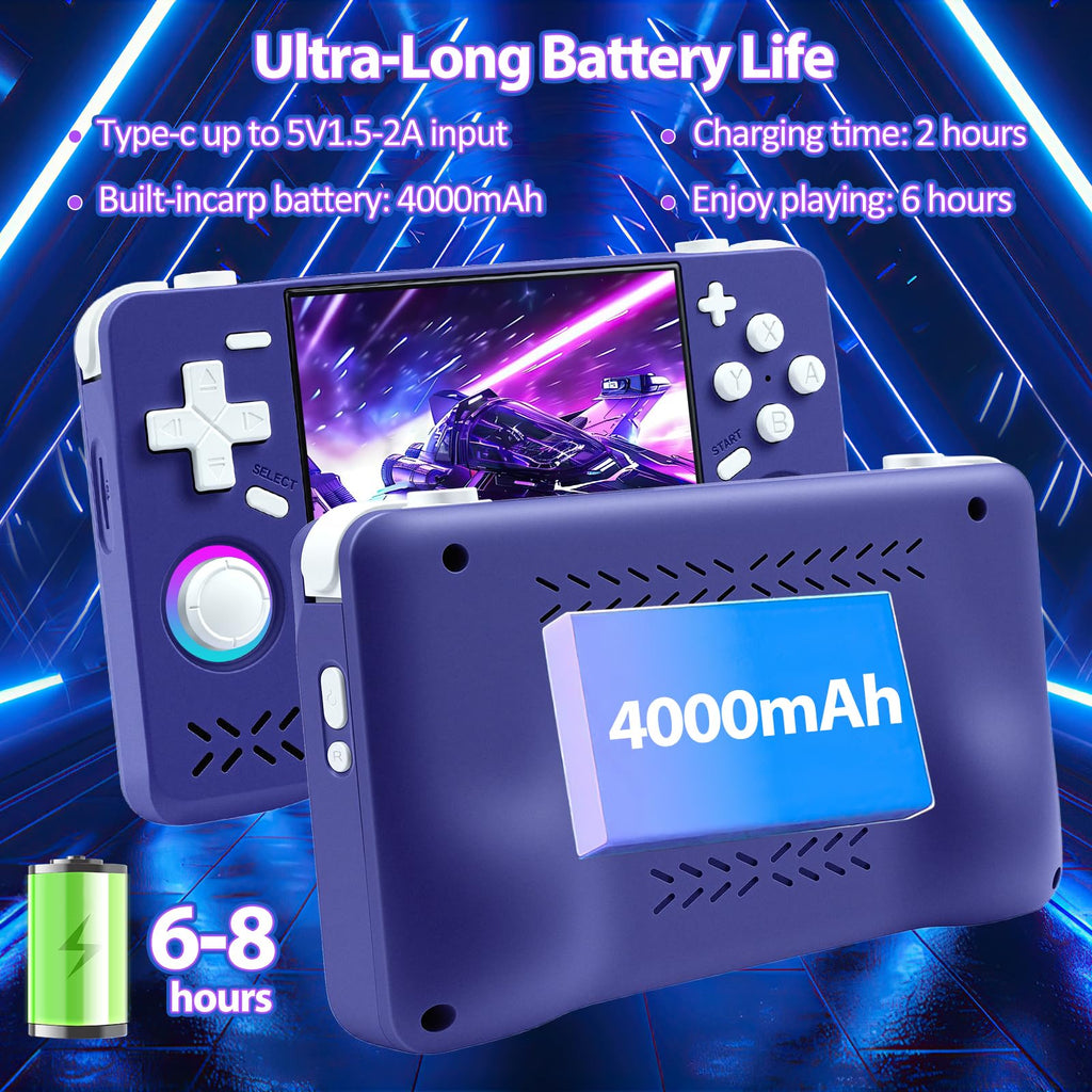 Upgraded XF40H Handheld Game Console, Retro Gaming Console Preloaded Classic Games with Multiple Emulators, 4.0 Inch 4K HD IPS Screen Open Source Linux System, Pocket Video Gaming (Black-128G)