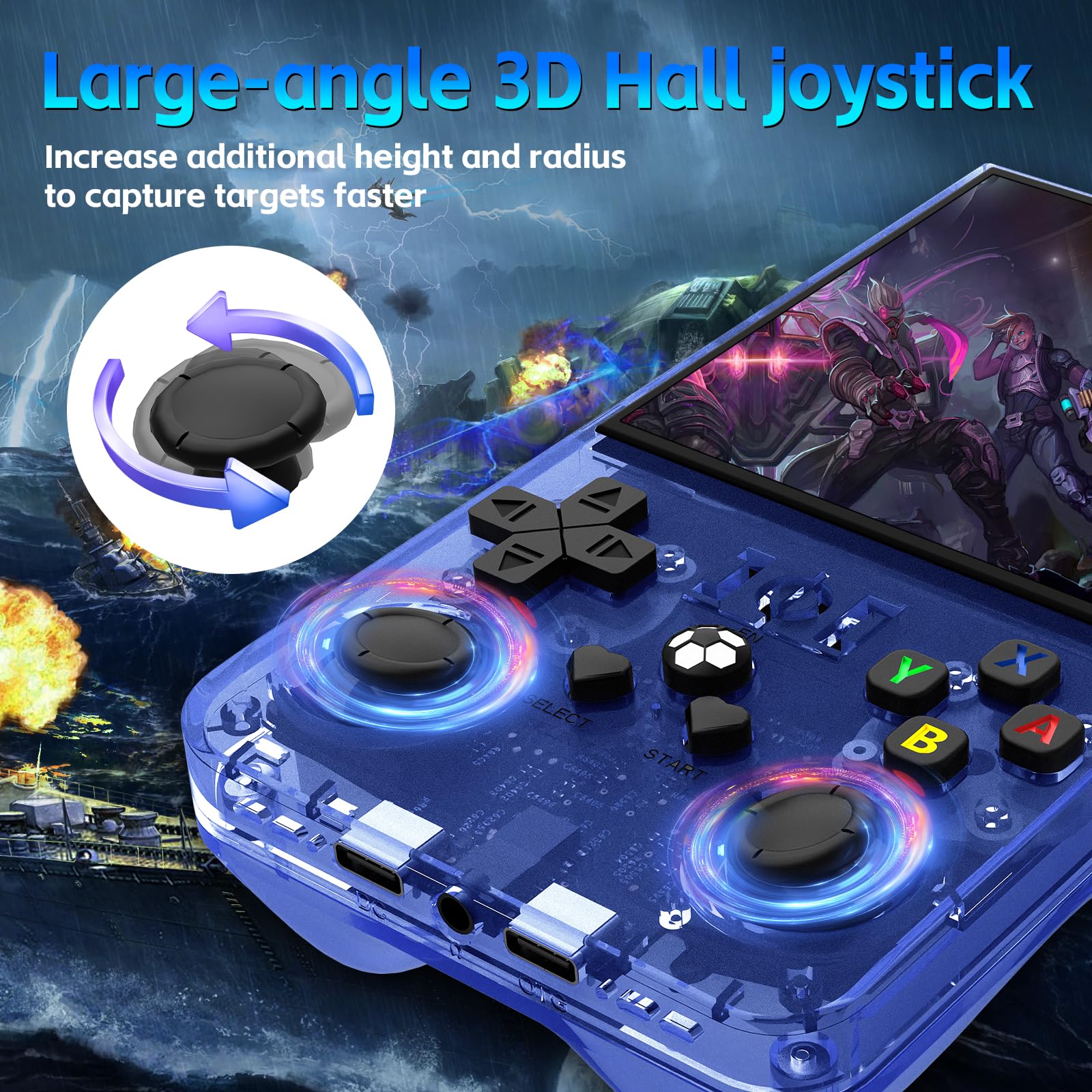 R36 Max Retro Gaming Console, Retro Handheld Console 4.0'' Screen Linux System, 64G TF Card, 4000mAh Rechargeable Portable Pocket Arcade
