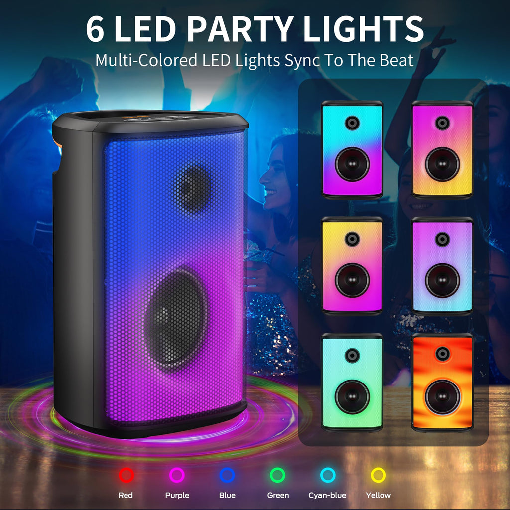 BUGANI Loud Bluetooth Speaker, 80W Portable Wireless Speakers with Punchy Bass and Loud Sound, LED Lights, 15H Playtime, IPX6 Waterproof, Support AUX/TF Card/USB, Big Party Speaker for Outdoor