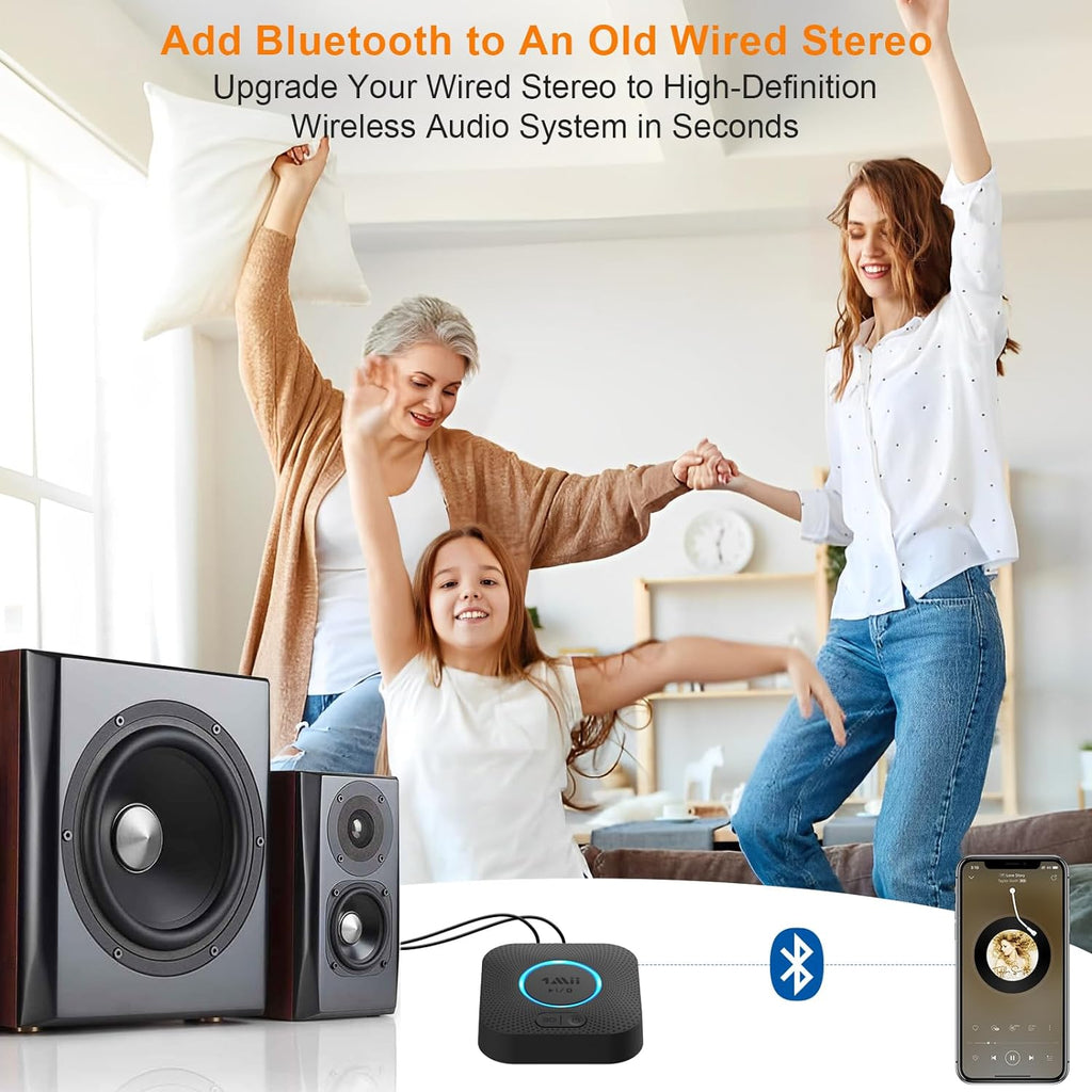 [Upgraded]  B06 plus Bluetooth Receiver, Hifi Wireless Audio Adapter, Bluetooth 5.3 Receiver with 3D Surround Aptx HD Aptx Adaptive for Home Music Streaming Stereo System